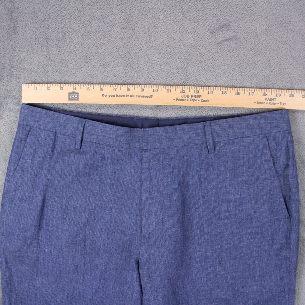 Bonobos Mens 38 Athletic Fit Blue Linen Lanificio Campore Italian Pants Trousers